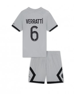Paris Saint-Germain Marco Verratti #6 Auswärts Trikotsatz für Kinder 2022-23 Kurzarm (+ Kurze Hosen)